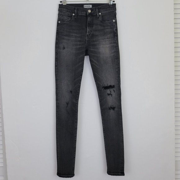 AgoldE Sophie High Rise Skinny Distressed Jean in Silence, Dark Grey - Picture 2 of 13